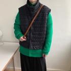 Stand Collar Quilted Button-up Vest