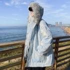 Tie-dye Shearling-collar Hooded Jacket