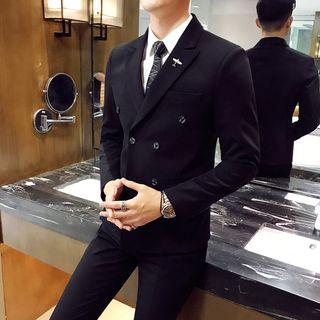 Set: Double Breasted Blazer + Vest + Slim Fit Pants