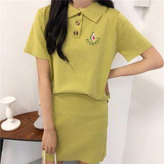 Short-sleeve Embroidery Top / Mini Skirt