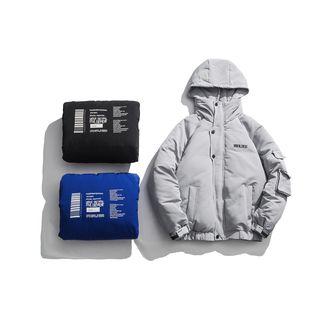 Snap-button Drawstring Hooded Jacket