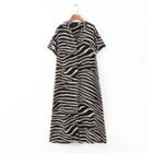Short-sleeve Zebra Print Midi Dress