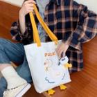 Embroidered Canvas Tote Bag / Bag Charm / Set