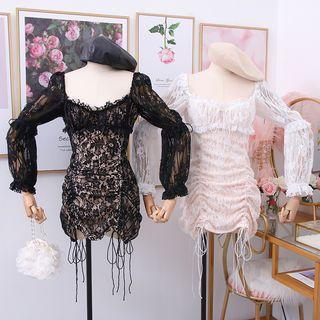 Drawstring Lace Mini Dress