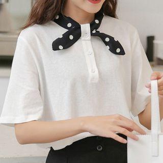 Dotted Bow-accent Short-sleeve Polo Shirt