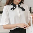 Dotted Bow-accent Short-sleeve Polo Shirt