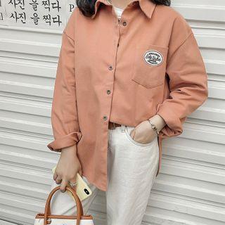 Lettering Patch Shirt Jacket