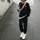 Set: Dog Embroidery Sweatshirt + Sweatpants