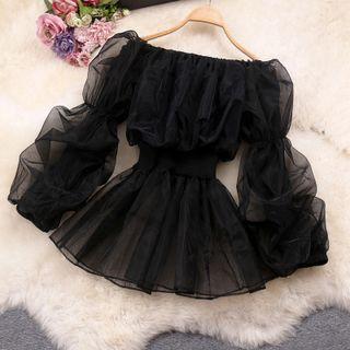 Off-shoulder Organza Blouse