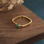 Faux Gemstone Bead Square Alloy Ring Green - One Size