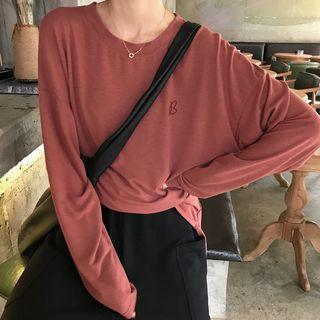 Long-sleeve Embroidered Letter T-shirt