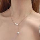 Faux Pearl Pendant Stainless Steel Choker 1 Pc - Gold - One Size