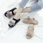Bow Double-strap Slide Sandals
