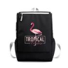 Flamingo-print Nylon Backpack Black - One Size