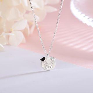 925 Sterling Pig Necklace Ns270 - Silver - One Size