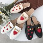 Heart Embroidered Mules