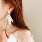925 Sterling Silver Mock Petal Drop Earrings White - One Size