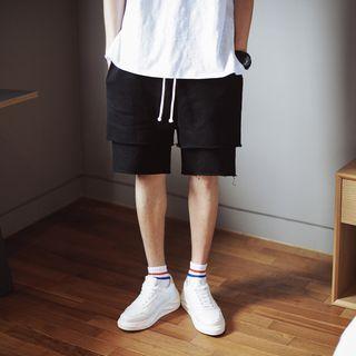 Drawstring Layered Shorts