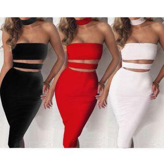 Plain Halter Cutout Dress