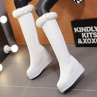 Faux Fur Trim Platform Tall Boots