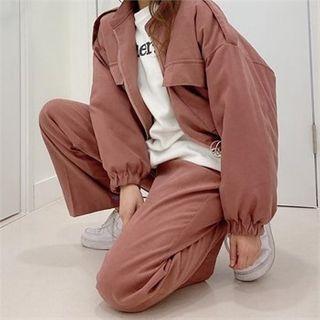 Epaulette-shoulder Zip-up Cropped Jacket