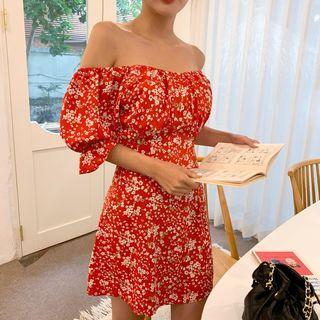 Off-shoulder Mini Floral Dress