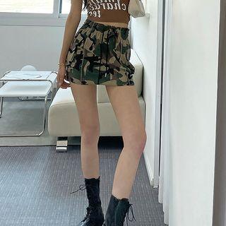 Overlock-stitched Cargo Miniskirt