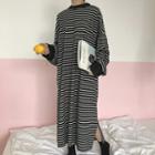 Striped Midi Pullover Dress Black - One Size