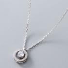925 Sterling Silver Rhinestone Hoop Pendant Necklace Necklace - One Size