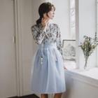 Modern Hanbok Chiffon Skirt In Sky Blue One Size