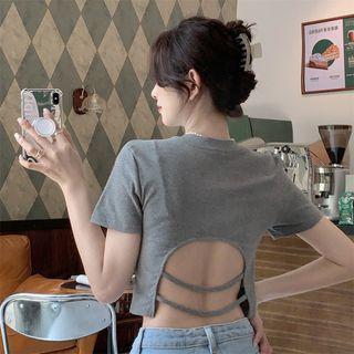 Short-sleeve Backless Cropped T-shirt