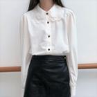 Ruffle Collar Shirt White - One Size