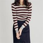Crew-neck Stripe Slim-fit Sweater