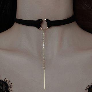 925 Sterling Silver Hoop & Bar Pendant Choker