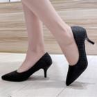 Faux Croc-grain Pumps