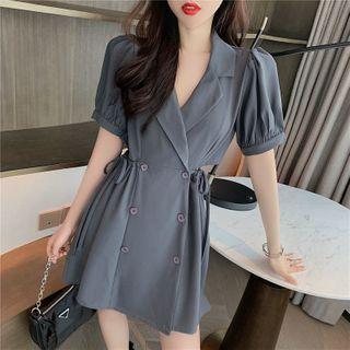 Puff-sleeve Drawstring Cutout Blazer Dress