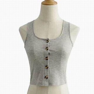 Button-up Ribbed Tank Top