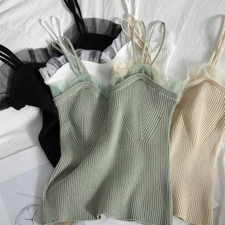 Mesh Trim Knit Camisole Top