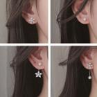 Non-matching 925 Sterling Silver Faux Pearl Rhinestone Flower Dangle Earring As Shown In Figure - One Size