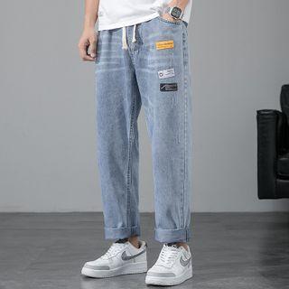 Lettering Tag Wide-leg Jeans