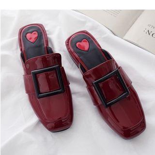 Buckled Patent Low-heel Mules