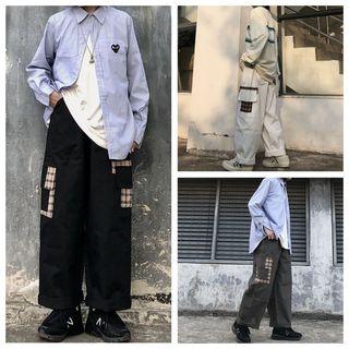 Plaid Side-pocket Straight-cut Pants