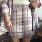 Plaid Mini Skirt Beige - M