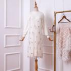 Set: Spaghetti Strap Midi Dress + Sweater Off-white - M