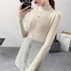 Mock-neck Knit Long-sleeve Top