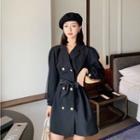 Balloon-sleeve Double-breasted Shirtdress