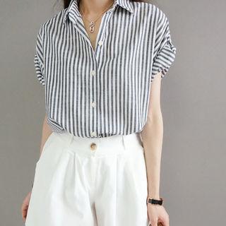 Stripe Tab-sleeve Shirt