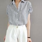 Stripe Tab-sleeve Shirt