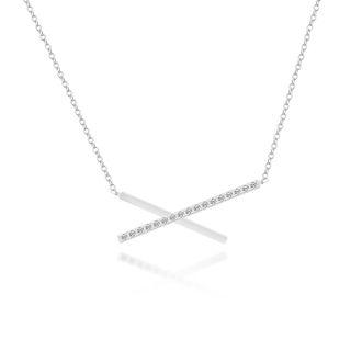 925 Sterling Silver Rhinestone Cross Pendant Necklace As Shown In Figure - One Size