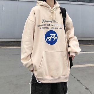 Lettering Print Hoodie Almond - One Size